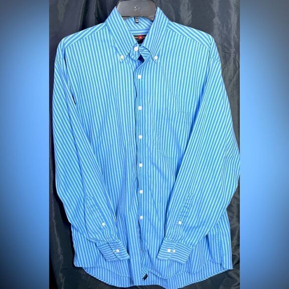 Blue Stripes Members Mark Button Down Long Sleeve Shirt Men’s Size Medium EPC - Picture 1 of 4